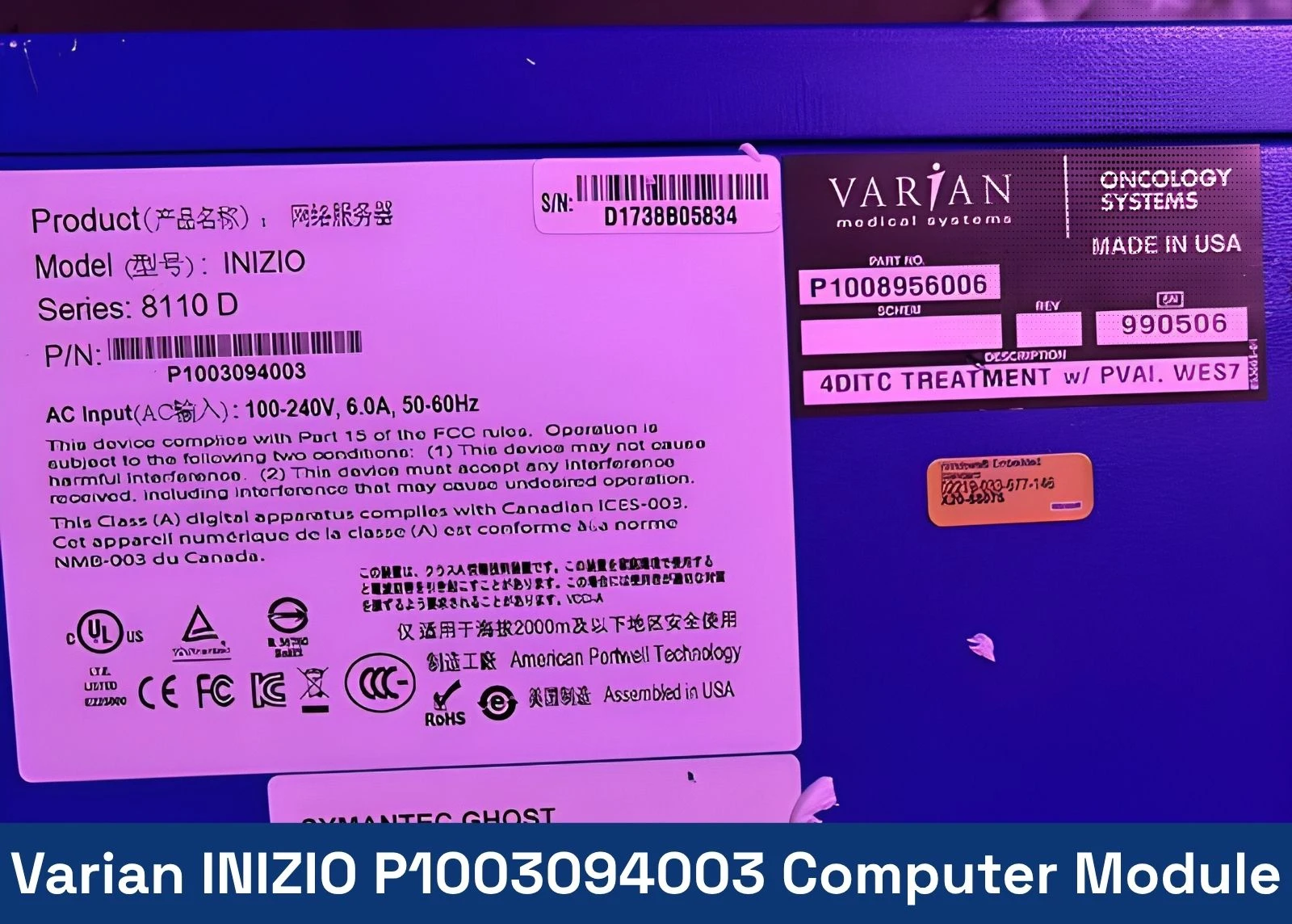 Brand New Varian Medical Systems P1003094003 OEM Part